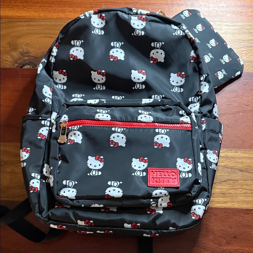 Hello Kitty Black and Red Patterned Backpack - image 1